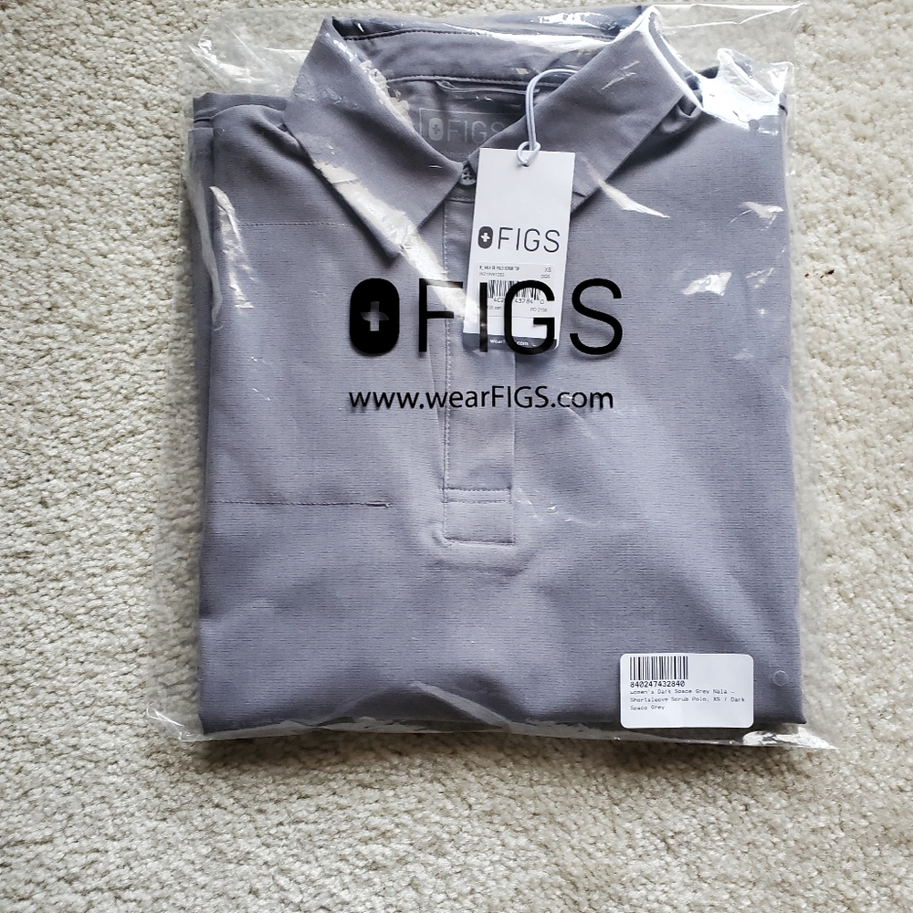 Figs Dark Space Grey Nala Short Sleeve Polo Scrub Top